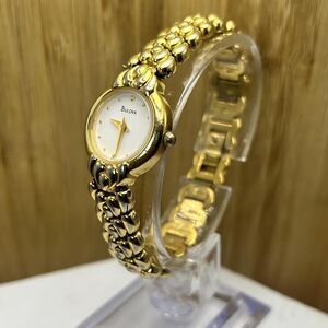 Bulova Watch Women White Dial Gold Tone Round